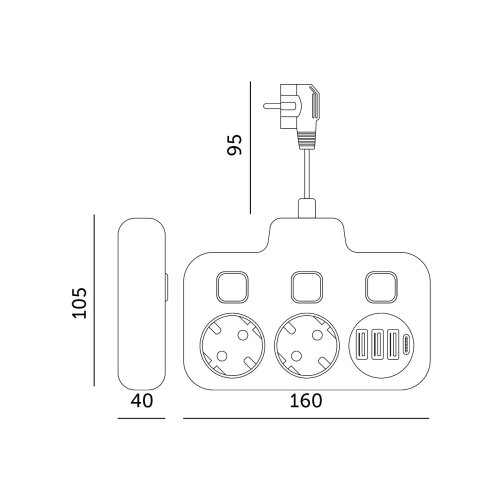  Razdelna utičnica sa prekidačem LINEA 2x 230V + 4x USB A/C SCHUKO bela Slike