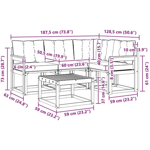  Set vanjskih sofa 5 kom. Prirodna i svijetlo siva Slike