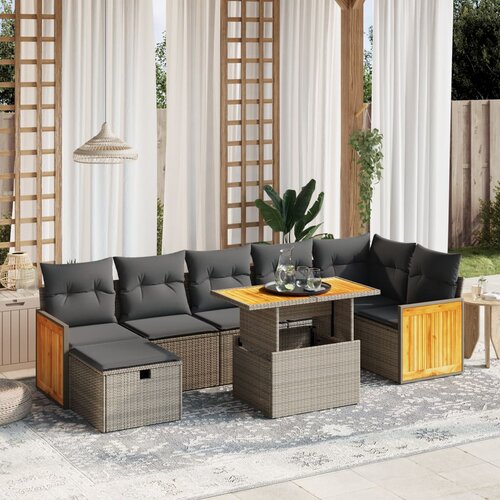 vidaXL 8-dijelni set vrtnih sofa od poliratana s jastucima sivi Cijene