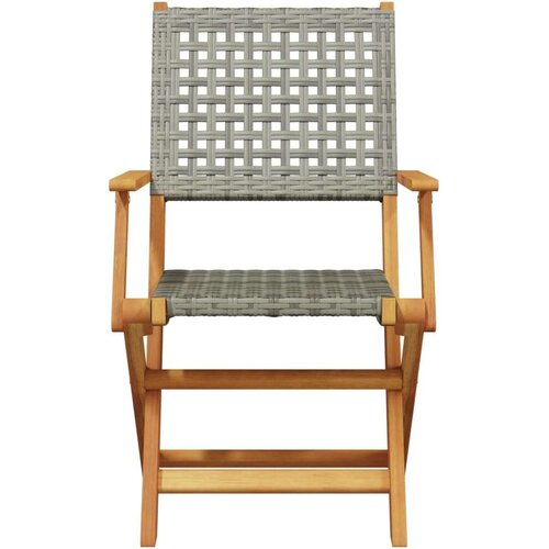 VidaXL 3-dijelni bistro set od poliratana i masivnog drva sivi Slike