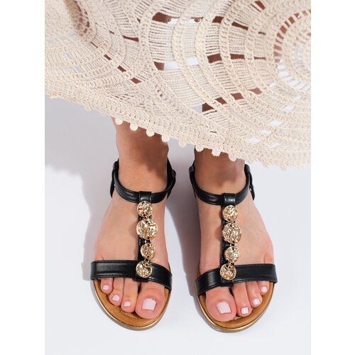 SHELOVET Women's flat sandals black Slike