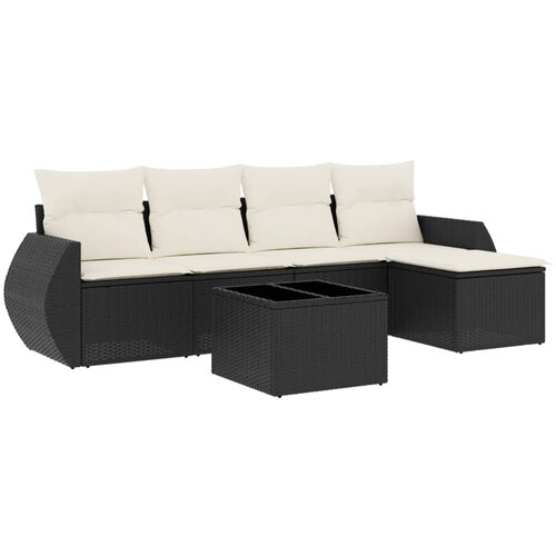 vidaXL 6-dijelni set vrtnih sofa s jastucima crni od poliratana Cijene
