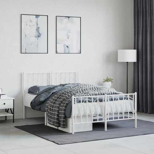 vidaXL Metalni okvir kreveta uzglavlje i podnožje bijeli 120x190 cm Cijene