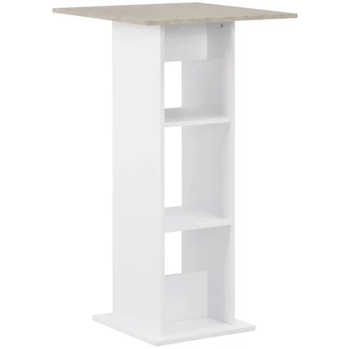 vidaXL Barski stol bijeli i boja betona 60 x 60 x 110 cm