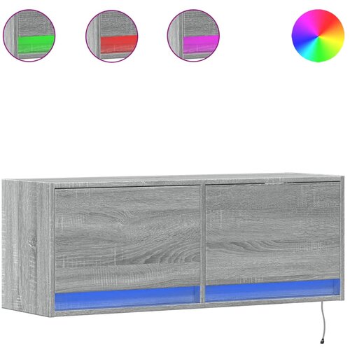 Maison Chic Stenska TV omarica - TV stojalo - Televizijska omarica z LED lučkami siva sonoma 100x31x38 cm, (21700646) Slike