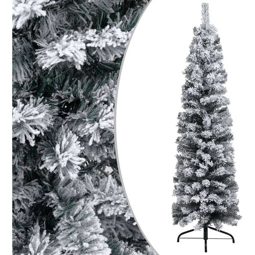 vidaXL Ozka umetna novoletna jelka s snegom zelena 120 cm PVC Cene