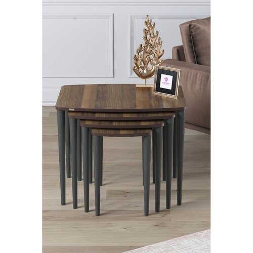 Hanah home set od 4 umetnutih stočića Telwe, orah / antracit Cene
