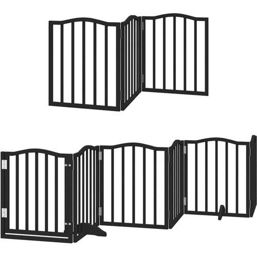  Vrata za pse s vrata&amp;scaron;cima 15 panela sklopiva 750 cm drvo topole Crna 50 x 60 x 2 cm Slike