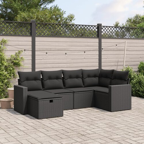 vidaXL 6-dijelni set vrtnih sofa s jastucima crni od poliratana Cijene