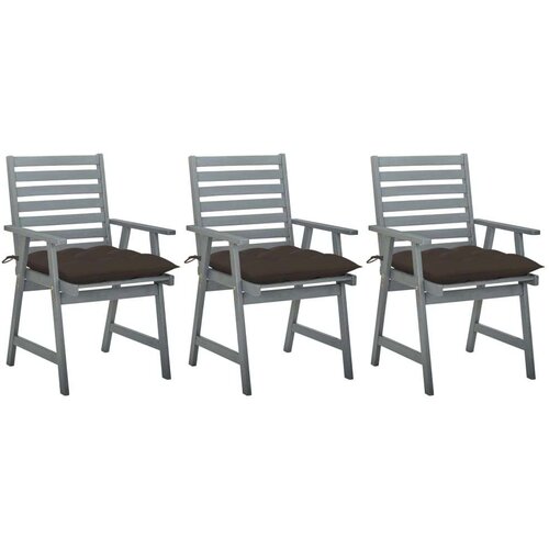 Zunanji jedilni stoli z blazinami 3 kosi trden akacijev les, (20660534) Slike