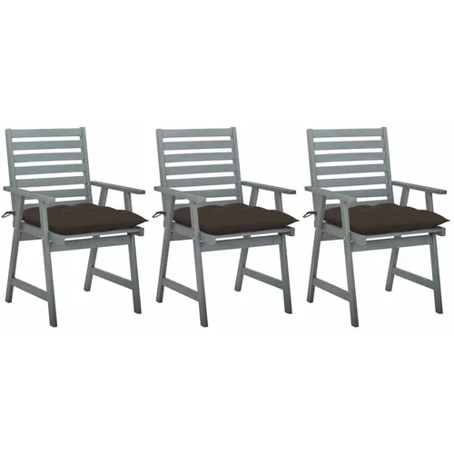  Zunanji jedilni stoli z blazinami 3 kosi trden akacijev les, (20660534)