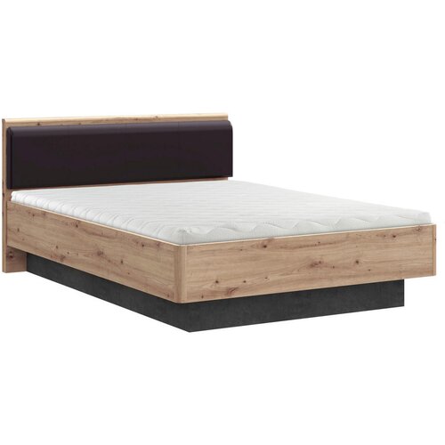 CARRYHOME postelja 120 cm x 200 cm , leseni material črna, temno siva, hrast artisan Slike