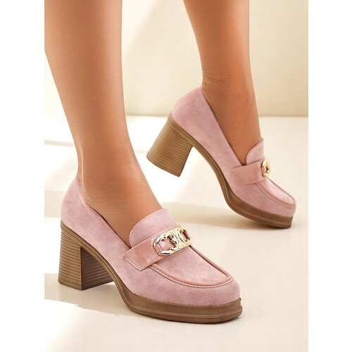 Resti Women's Moccasins on a Block Heel Qeroy Cene