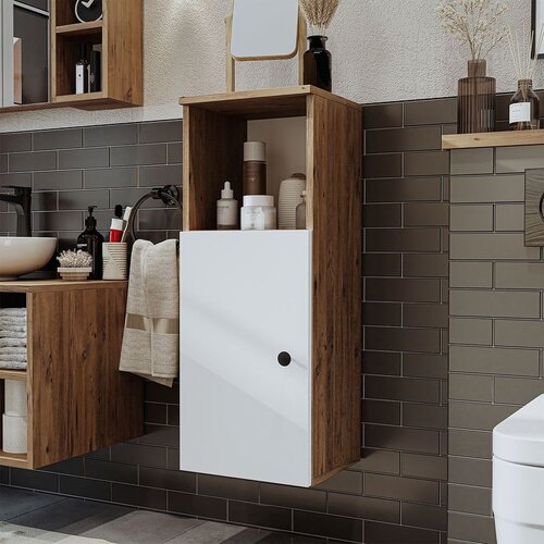 Hanah home 2468 kupatilski ormarić 35 &amp;times; 90 &amp;times; 30 cm, atlantski bor / bela Slike