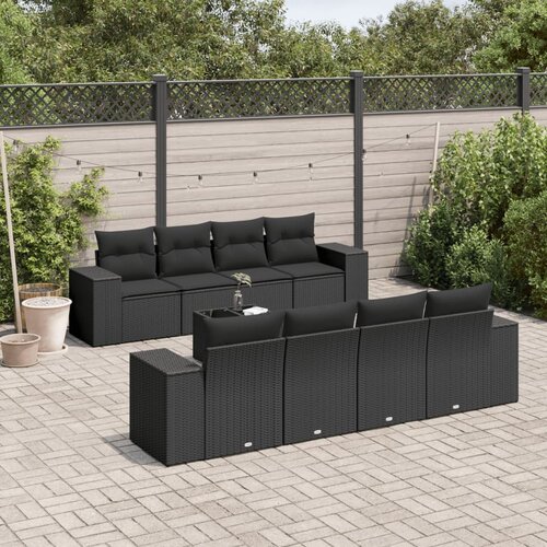 VidaXL 9-dijelni set vrtnih sofa s jastucima crni od poliratana Slike
