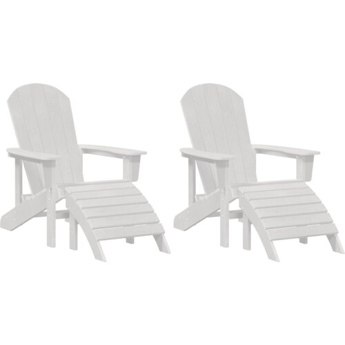 VidaXL Adirondack stolice s naslonima za noge 2 kom bijeli HDPE Slike