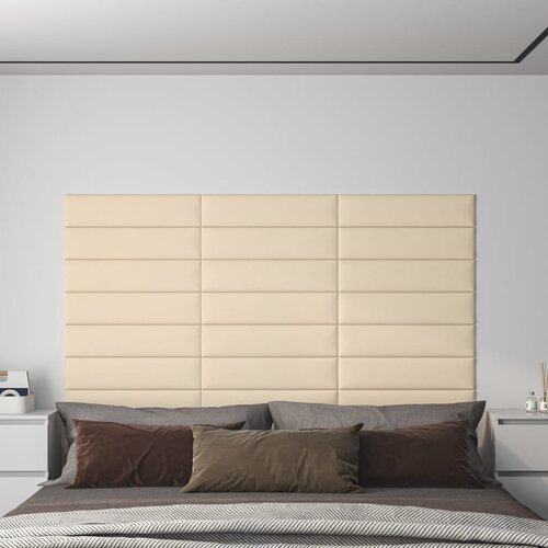 VidaXL zidne ploče od tkanine 12 kom krem 60 x 15 cm 1,08 m&amp;sup2; Slike