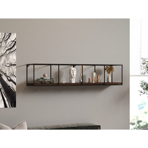Hanah home Miray WalnutBlack Wall Shelf Cene