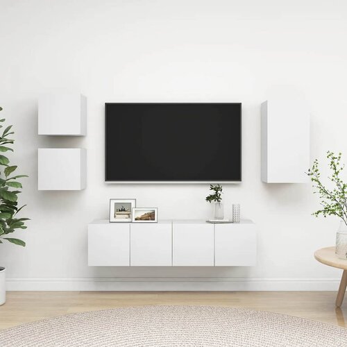  5-dijelni set TV ormarića bijeli od konstruiranog drva Cene