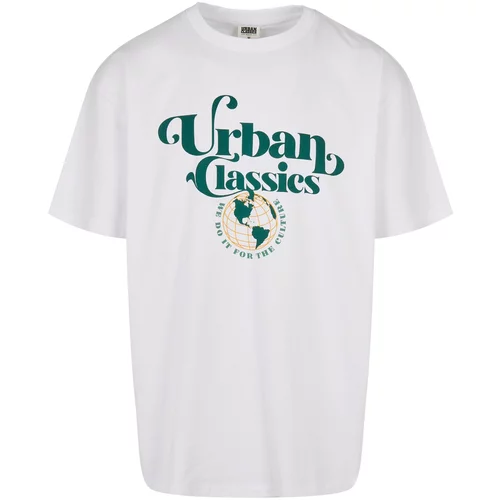 Urban Classics Majica temno zelena / oranžna / bela