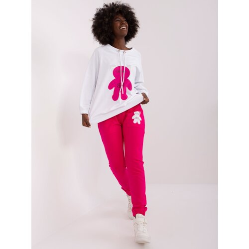 Fashion Hunters Ecru-fuchsia women's tracksuit with teddy bear Cijene
