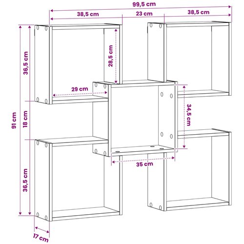  Polica na zidu Crna 99,5 x 17 x 91 cm Konstruirano drvo Slike