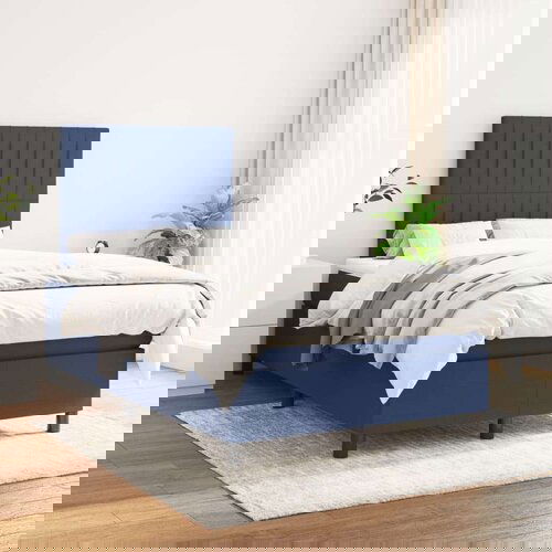  Box spring postelja z vzmetnico moder 120x200 cm blago, (20895343) Slike