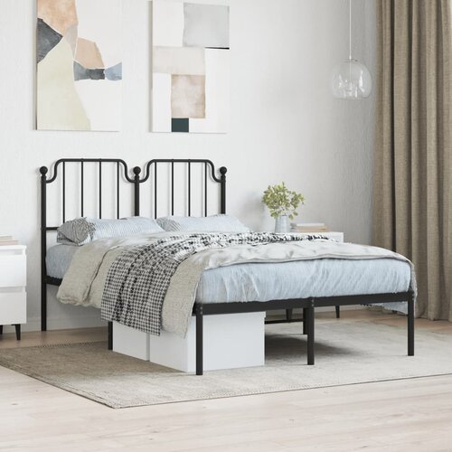 VidaXL Kovinski posteljni okvir z vzglavjem črn 120x190 cm Slike