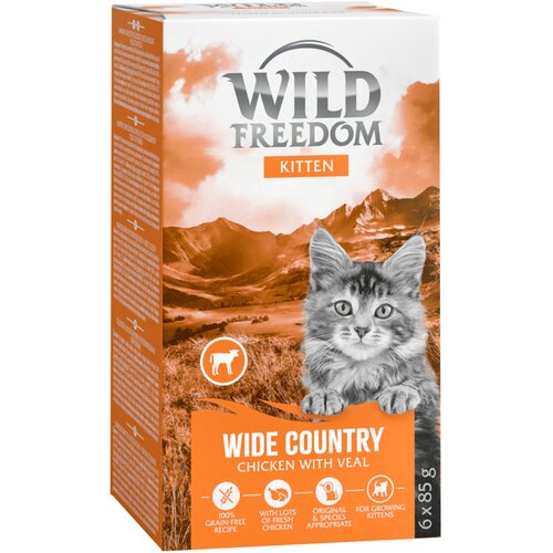Wild Freedom Kitten, zdjelice 6 x 85 g - Wide Country teletina i piletina Cijene