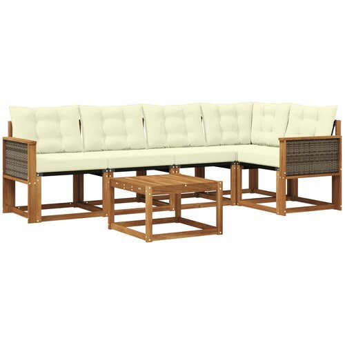 vidaXL Zunanja garnitura za sedenje z blazino 6 pcs Naravna in smetana, (5000281092) Cene