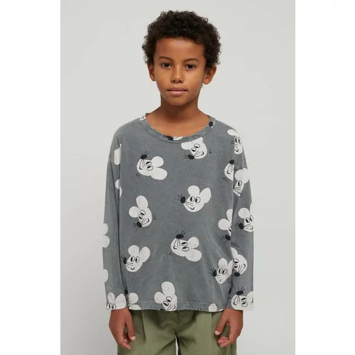 Bobo Choses Otroška bombažna majica z dolgimi rokavi siva barva