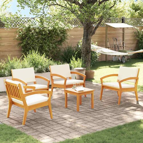 Bistro set s jastukom 5 pcs Smeđa Poliester Slike