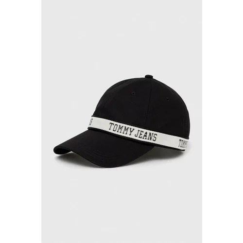 Tommy Jeans Pamučna kapa sa šiltom boja: crna, s tiskom