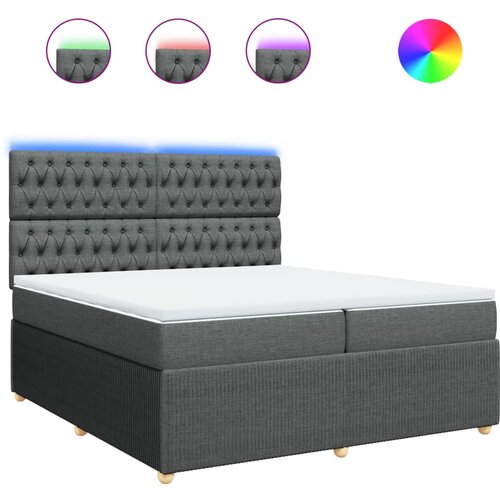vidaXL Box spring postelja z vzmetnico temno siva 200x200 cm blago, (21310664) Cene