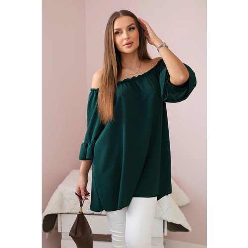 Kesi Spanish blouse with ruffles on the sleeve dark green Cijene