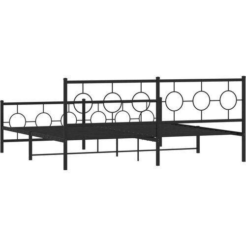  Metalni okvir kreveta uzglavlje i podnožje crni 193x203 cm Slike