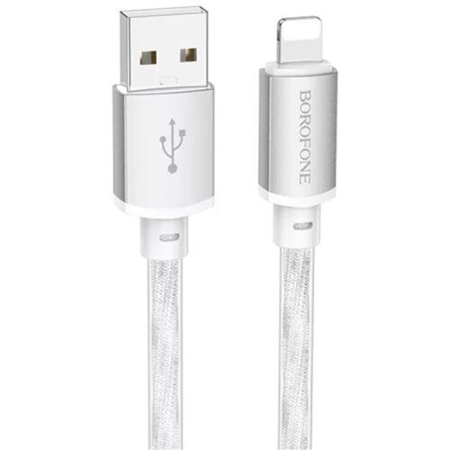Borofone USB kabal BX95 Vivid silicone charging data cable 1m, 2,4A, iPhone/lightning silver Cene