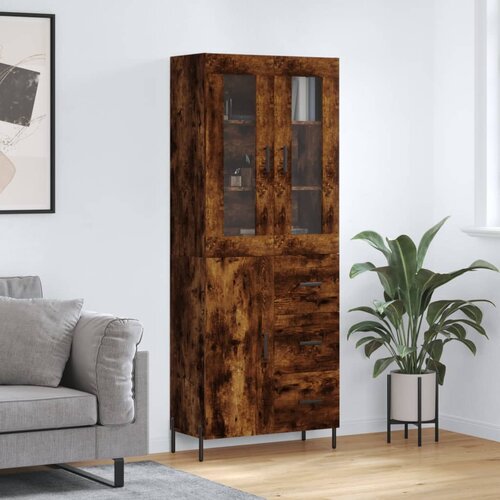 vidaXL Visoka komoda dimljen hrast 69,5x34x180 cm inženirski les Cene