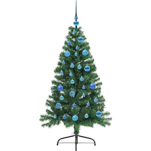 VidaXL Umjetno predsvijetljeno božićno drvce Zelena 150 cm PVC Slike