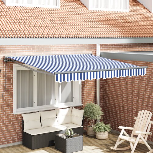 vidaXL Skrovita tenda Plava i bijela 350x250 cm Cijene