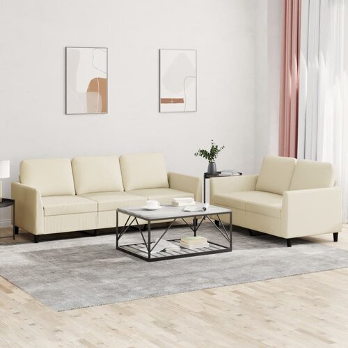 2-dijelni set sofa s jastucima krem od umjetne kože Cijene