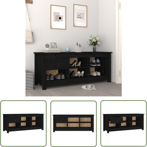 The Living Store Omarica za čevlje črna 110x38x45,5 cm trdna borovina - Omarica Za Čevlje, (21744568) Cene