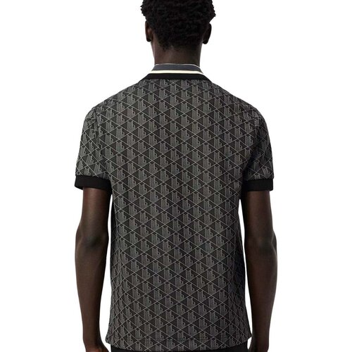 Lacoste Classic Fit Monogram Jacquard Polo Shirt Dark Grey Siva Slike