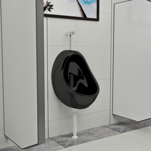 vidaXL Zidni pisoar s ventilom za ispiranje keramički crni Cijene