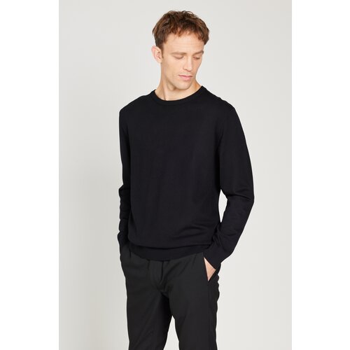 ALTINYILDIZ CLASSICS Men's Black Standard Fit Normal Cut Crew Neck Knitwear Sweater Cene