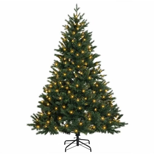  Umjetno božićno drvce s nogom 210 cm 300 LED lampica - Zelena 210 cm s LED svjetlima Slike