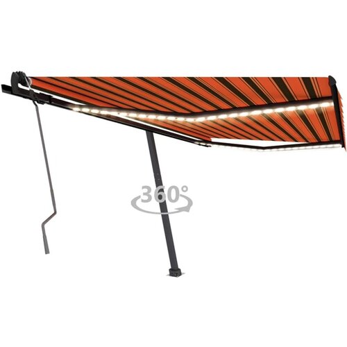 vidaXL Tenda na ručno uvlačenje LED 450 x 350 cm narančasto-smeđa Cijene