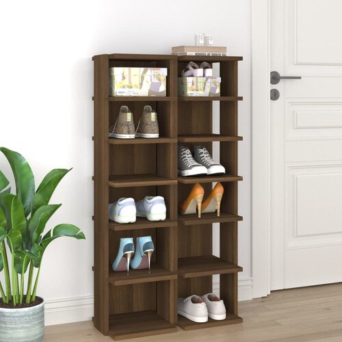 vidaXL Regal za čevlje 2 kosa rjavi hrast 25x27x102 cm konstruiran les Cene