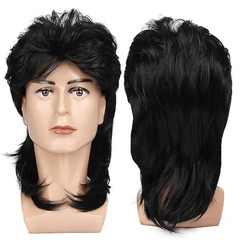 INF Moška lasulja Mullet, retro pričeska iz 80-ih Black, (21695461) Cene