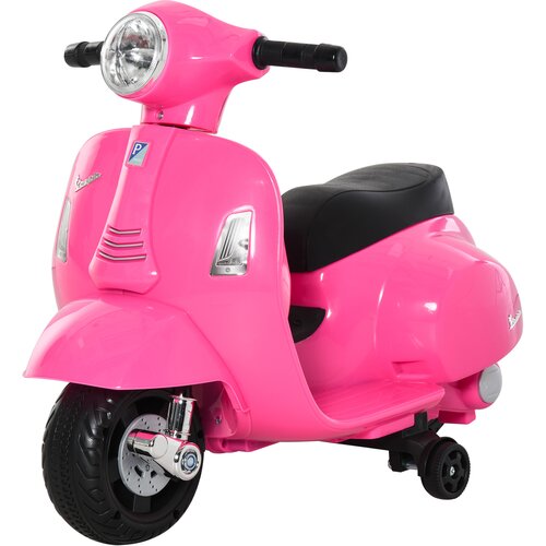 HOMCOM Otroško električno motorno kolo z uradnim dovoljenjem Vespa, baterija 6V, žarometi in rog, za otroke 18-36 mesecev, roza, 66,5x38x52cm, (20744857) Cene